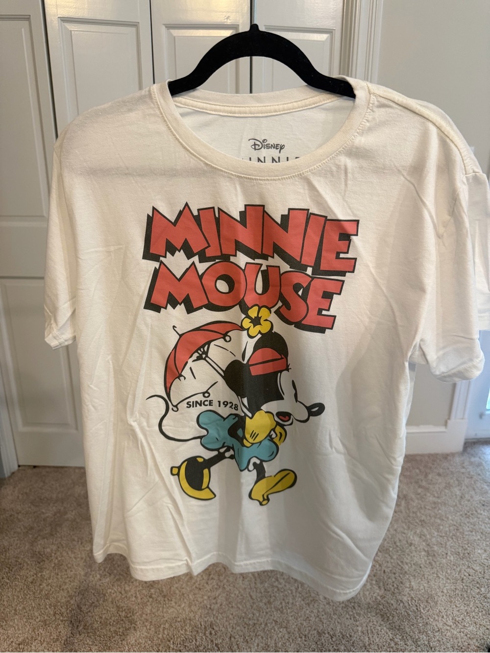 Disney White Tee with Red Minnie Mouse Graphic